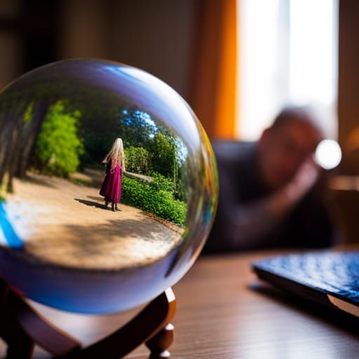 Crystal Ball Reflecting Witch Predicting Future