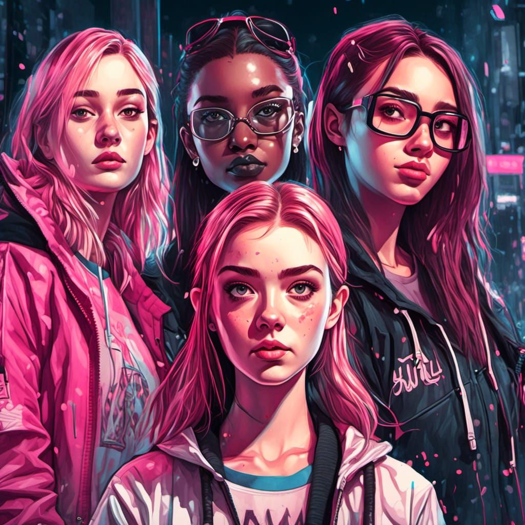 Mean Girls Portrait in Watercolor Style