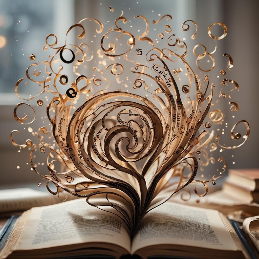 Glowing Letters Spill From Ancient Book