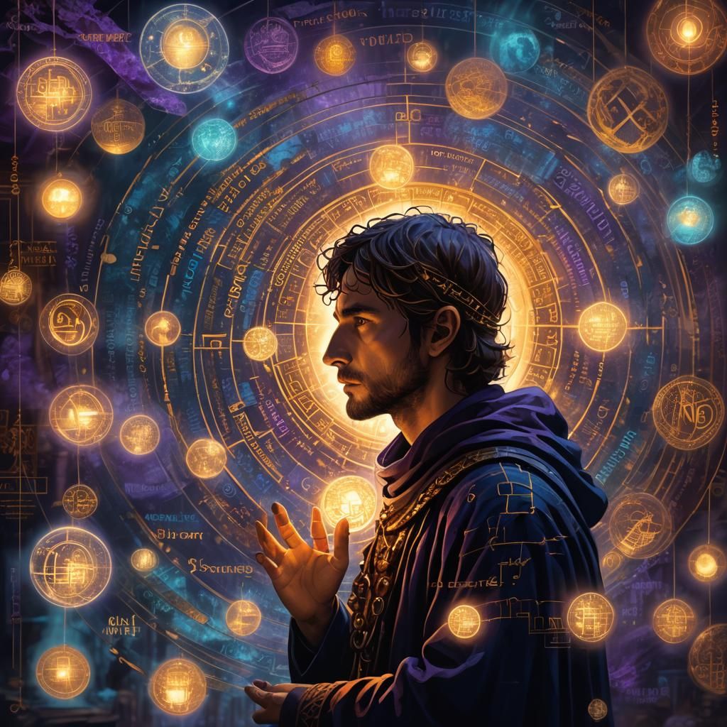 Mystical Wordle Grid in Ethereal Fantasy Art