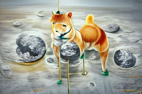 Shiba Inu Dog on the Moon: Digital Art