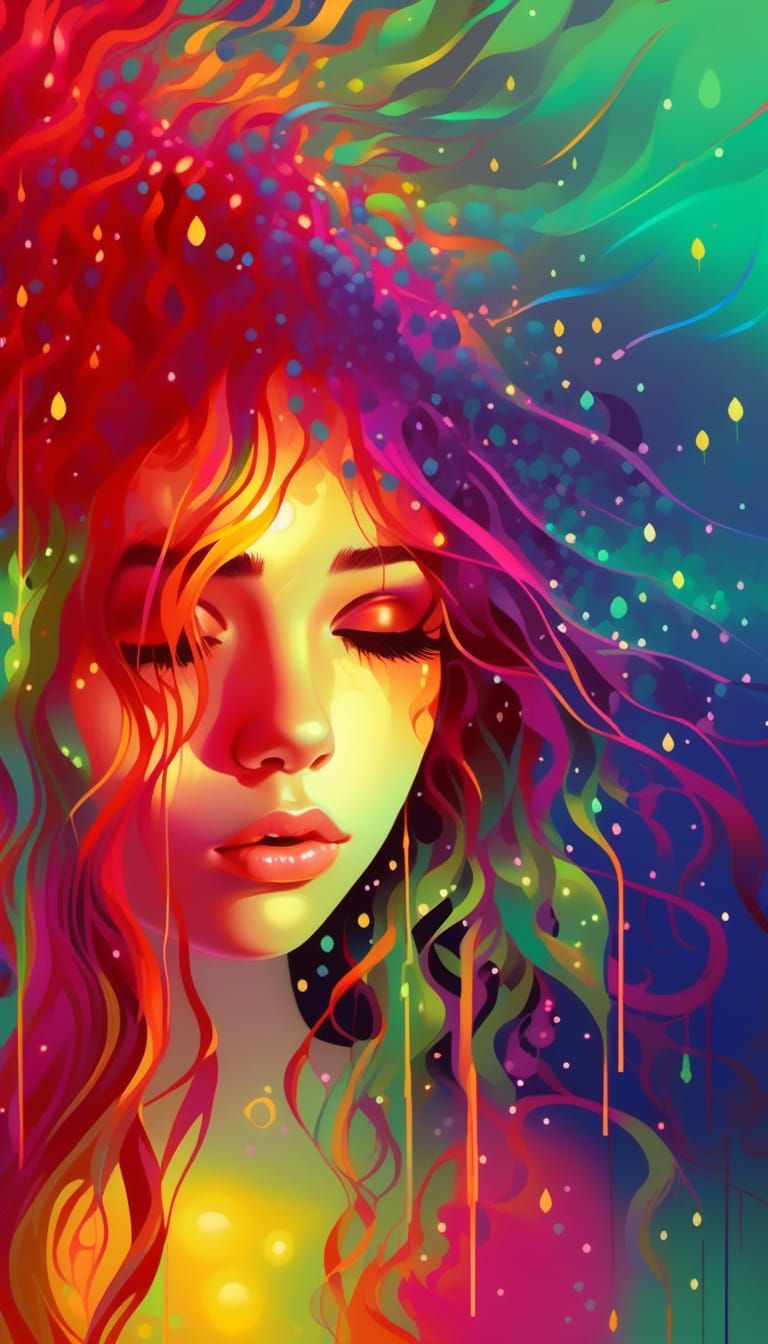 Sad Woman Portrait in 2D Vector Art Style