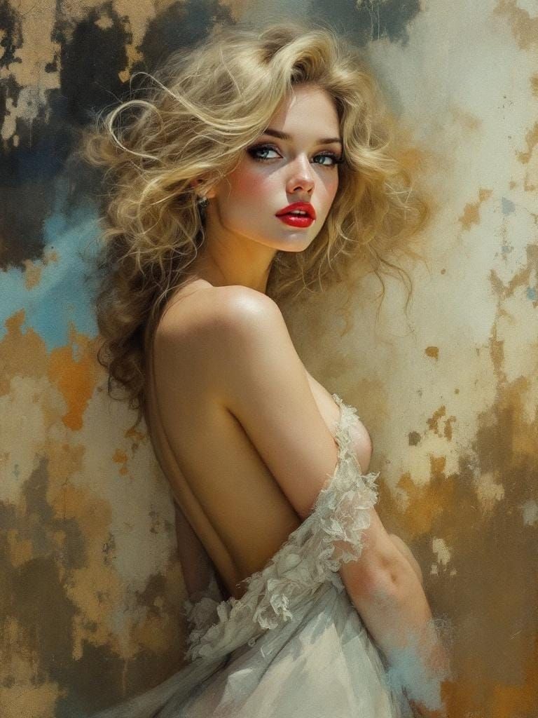 1950s Pin-Up in Art Nouveau Style