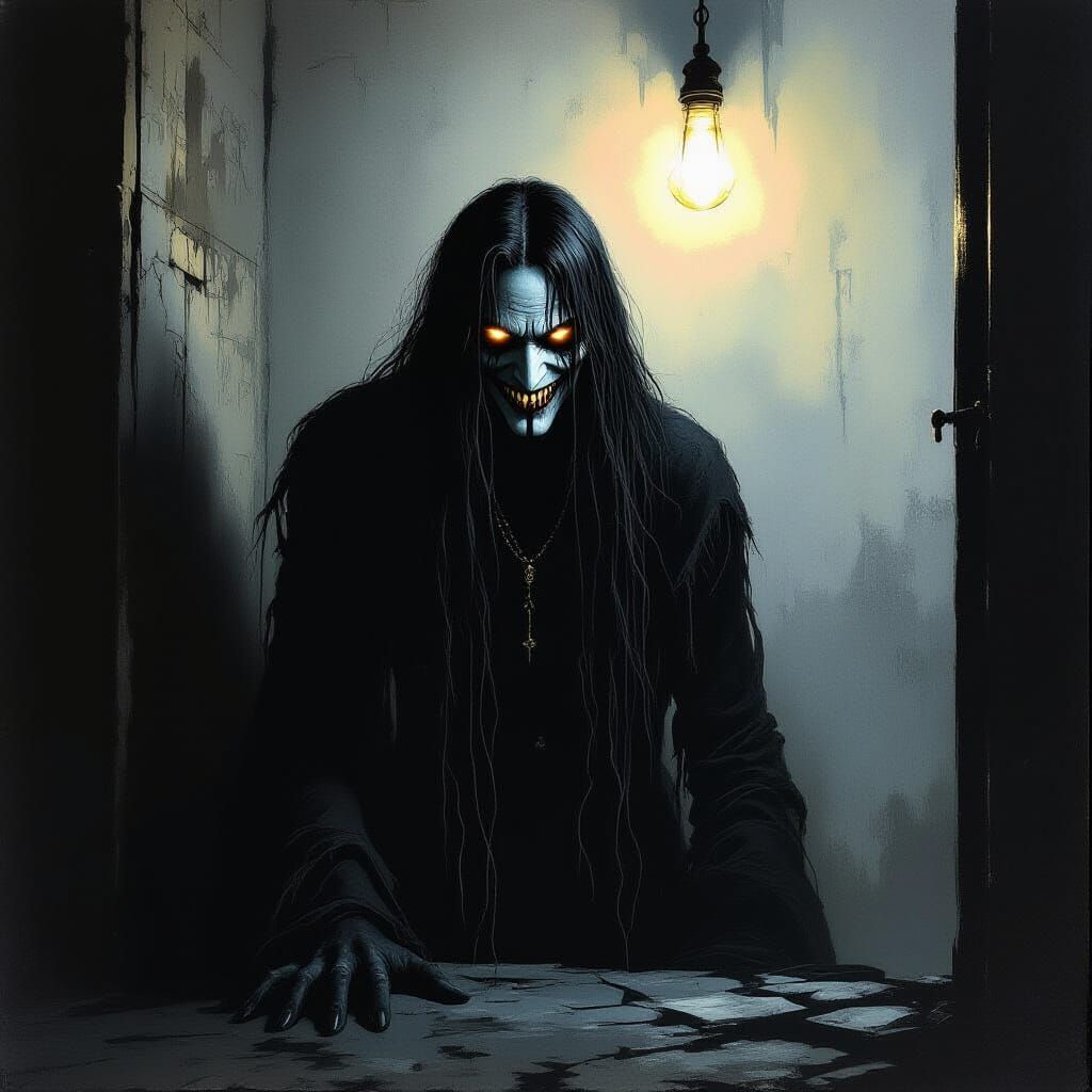 Sinister Figure in Shadow, Dramatic Rembrandt Lighting