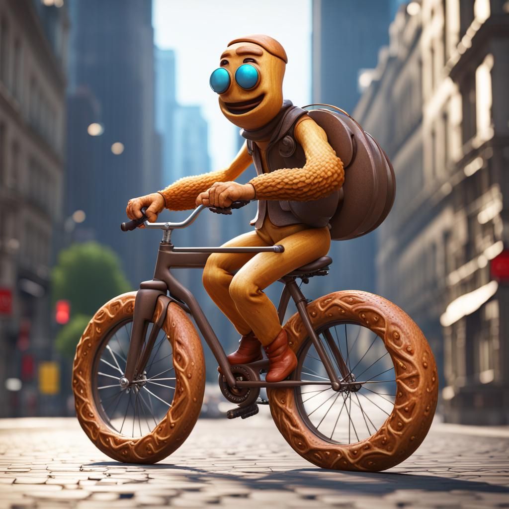 Pretzel Man Rides Pretzel Bike: 3D Game Art