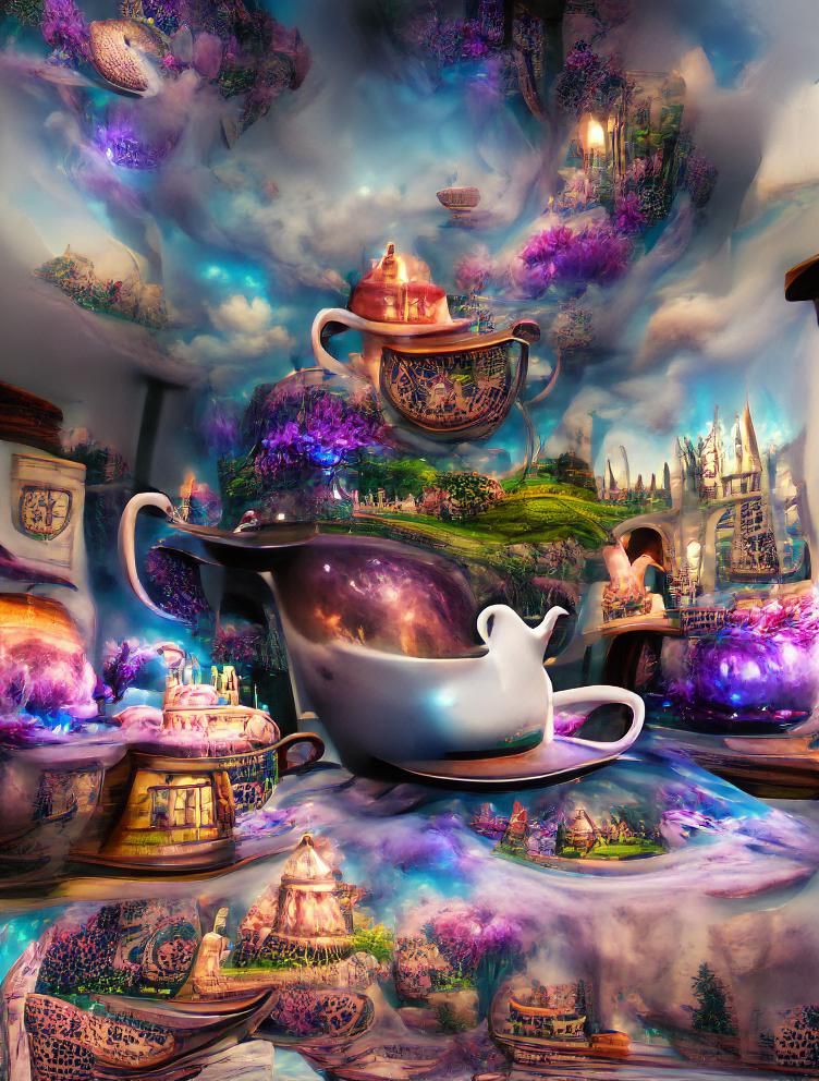 Mystical Tea Set in a Storybook Wonderland