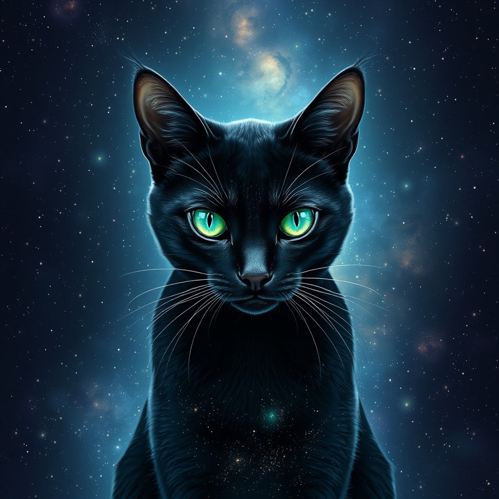 Cosmic Galaxy Cat in Digital Matte Painting Style