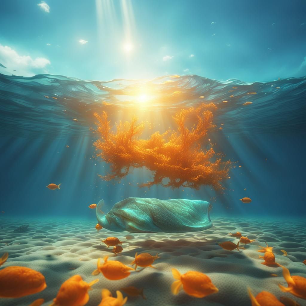 Underwater View of Invisible Boat in Fantasy Art Style