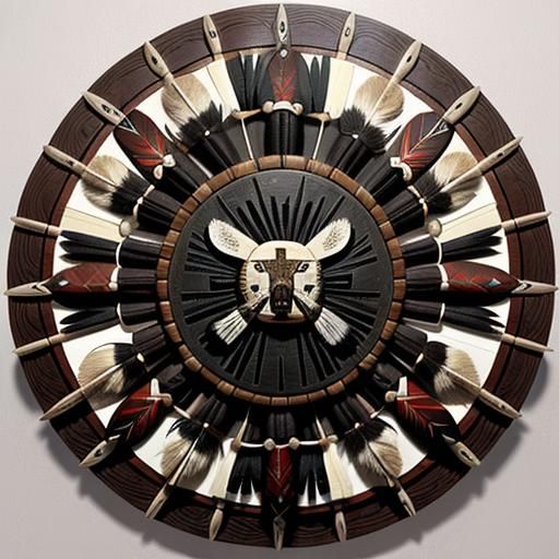 Native American Tomahawk with Buffalo Hide Shield