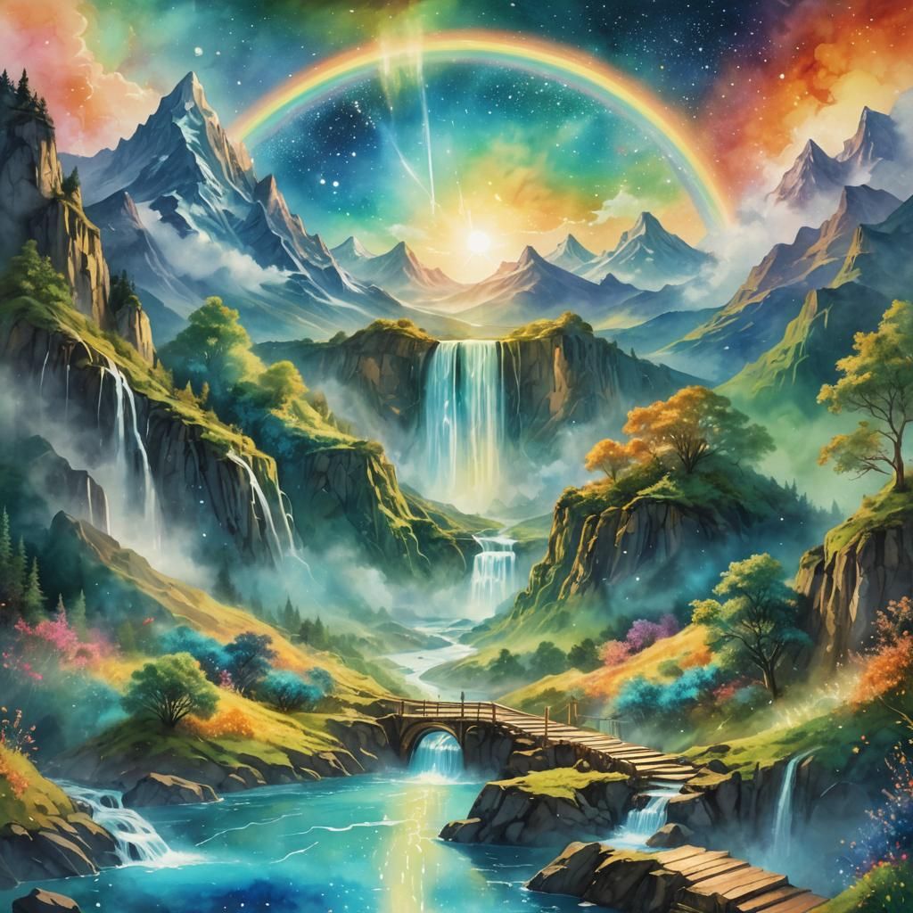 Golden Stairway to Valhalla: a Cosmic Watercolor