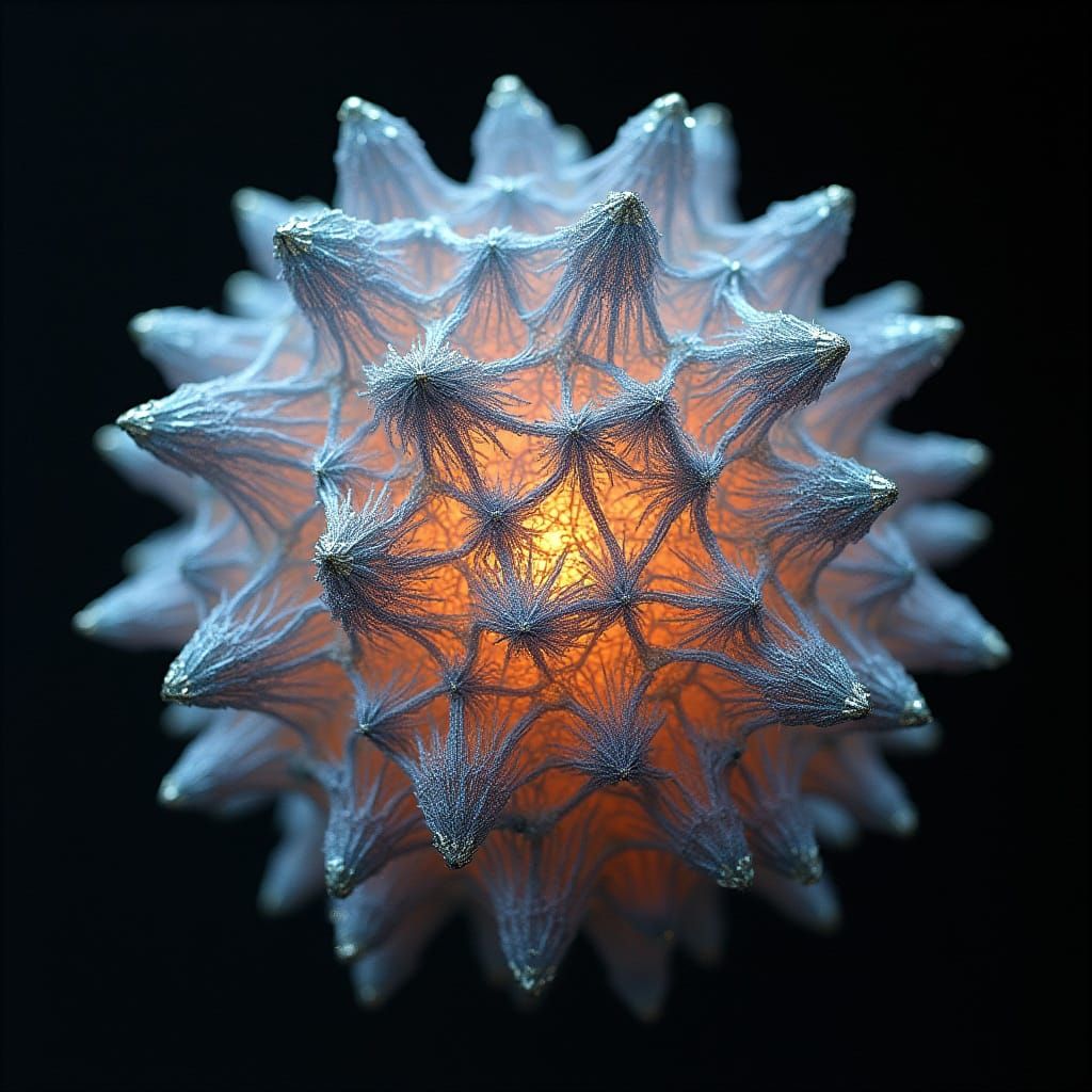 Enigmatic Latticework of Iridescent Threads in Surreal Beaut...