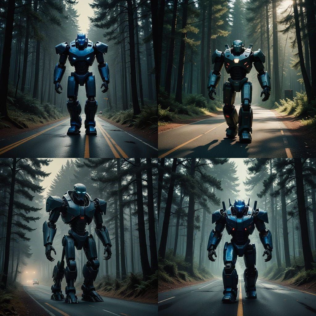 Tesla Optimus Robot Strides Down NY Road in Cinematic Darkne...