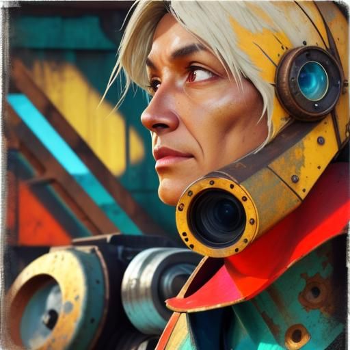 Scavenger Inspects Machinery at Golden Hour