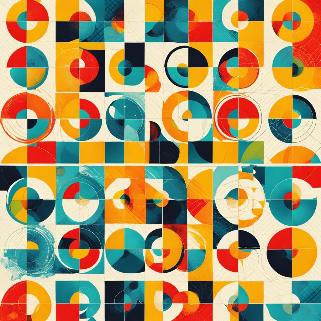 Golden Ratio Circles in Modern Quilt Pattern