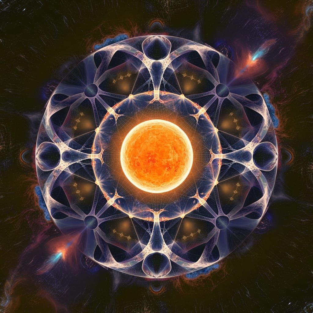 Psychedelic Futuristic Dyson Sphere Surrounds Sun