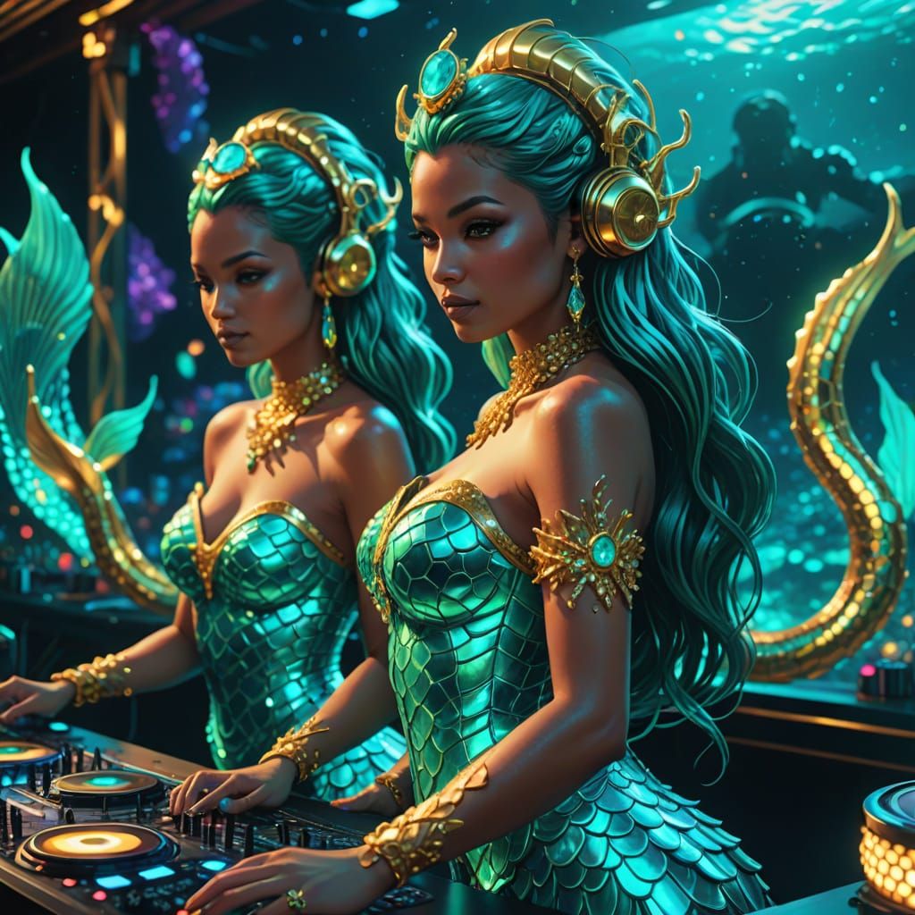 Surreal Mermaids Rule the Futuristic DJ Booth