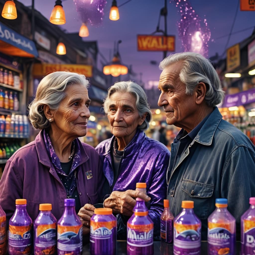 Hyperrealistic Portrait: Couple Selling Energy Drink