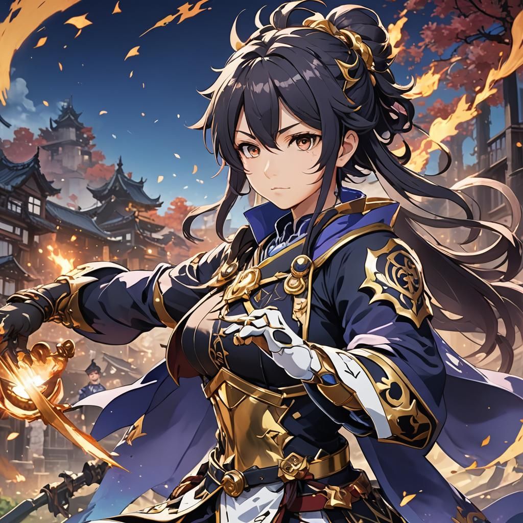 Anime Cel-Shaded Character Art in Manga Style