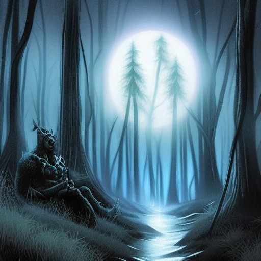 Orc King in Moonlight Forest