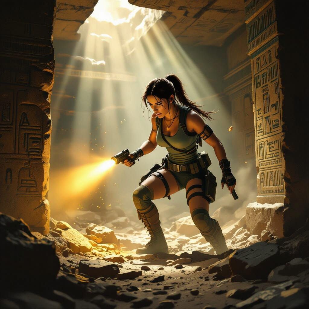 Lara Croft Discovers Ancient Relic in Mysterious Tomb