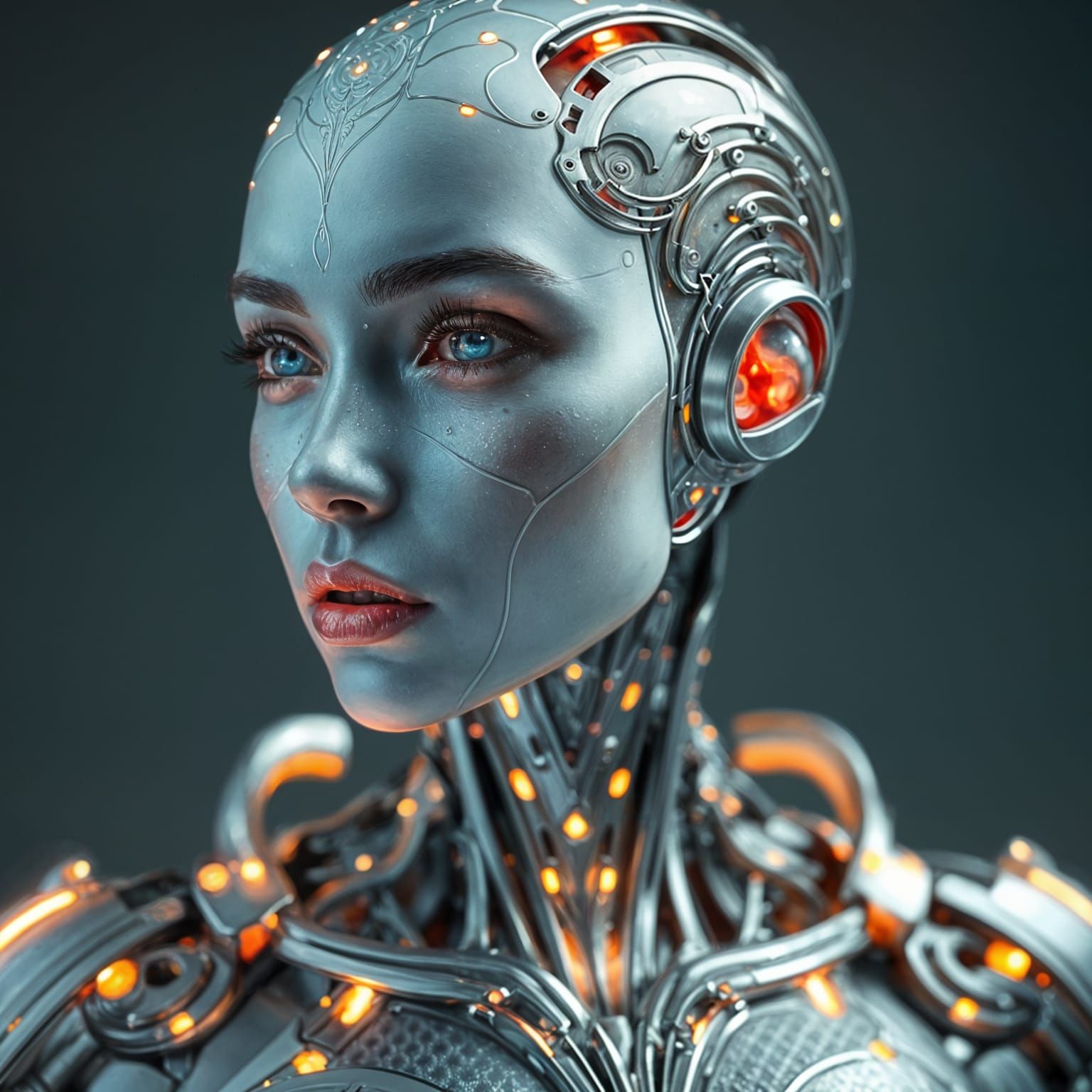 Cyberpunk Goddess Emerges from Advanced Technology