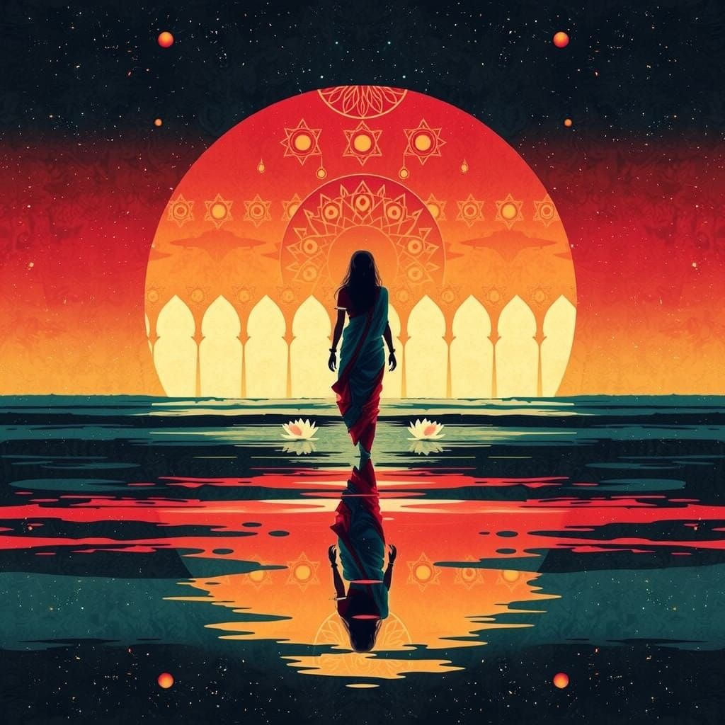 Mirrored beauty dances among cosmic reflections