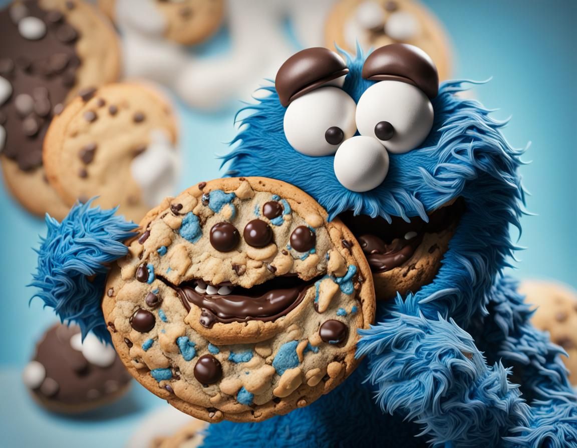 Cookie Monster Hyper-realistic 3D Portrait in Sci-Fi Style