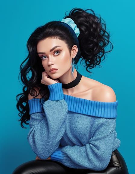 1980s Gym Portrait with Sideways Ponytail