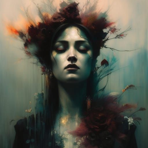 Fantasy Peasant Girl in Gritty Surrealist Style