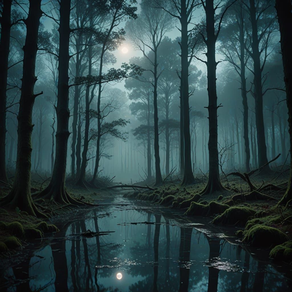 Moonlit Forest Mystery Captured in Cinematic Style