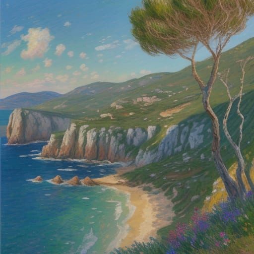 Sardinia Landscape Impressionist Oil Painting