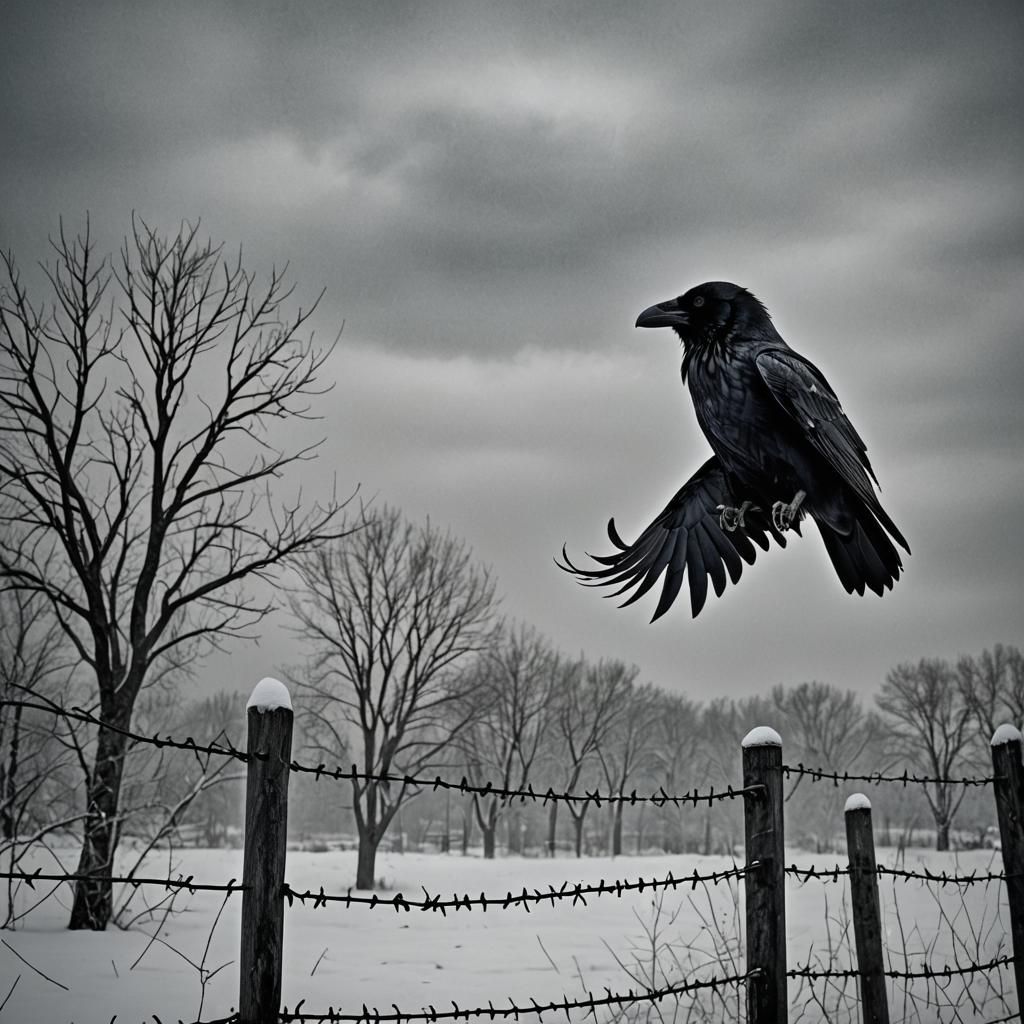 Raven's Flight: A Cinematic and Atmospheric Image