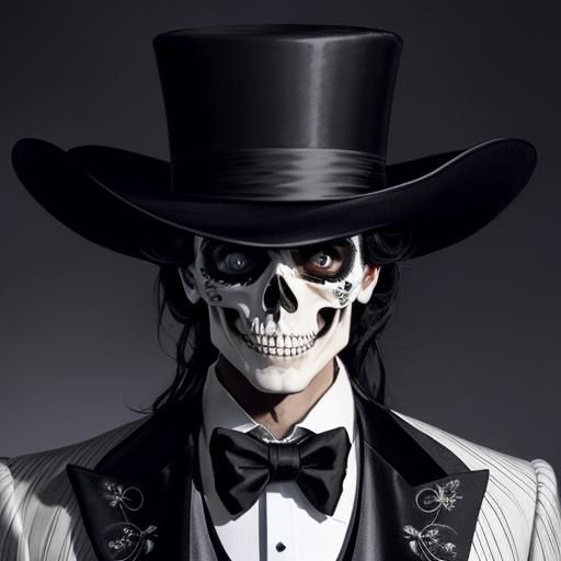 Moonlit Skeleton Gentleman in Tuxedo: Detailed Concept Art