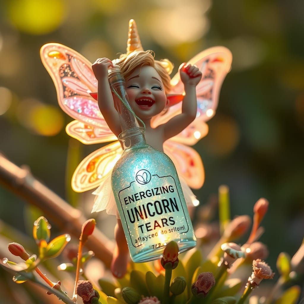 Joyful Fairy with Unicorn Tears, Macro Photography