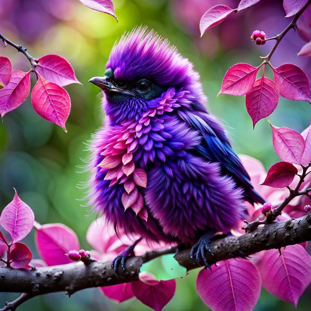Purple Fluffy Punky Bird