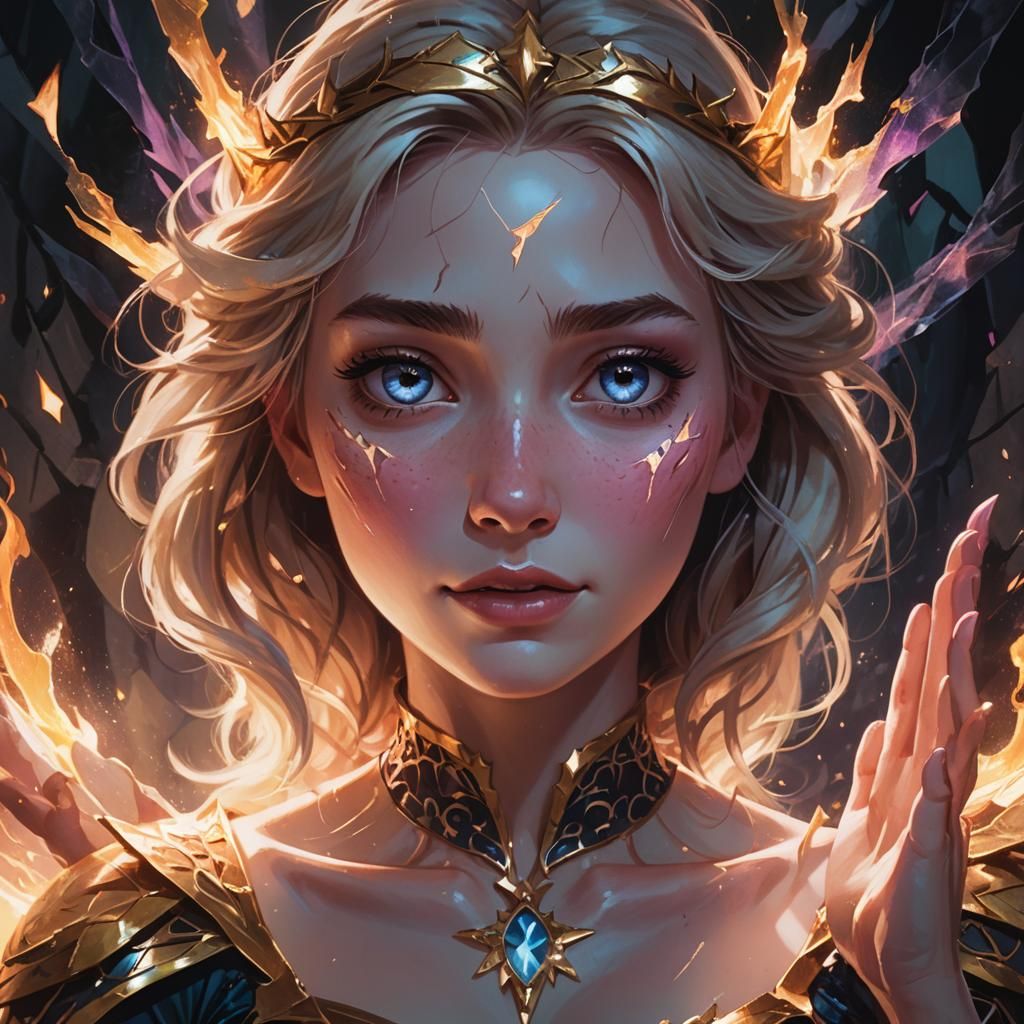 Dark Magical Girl Elsa Portrait in Manga Style