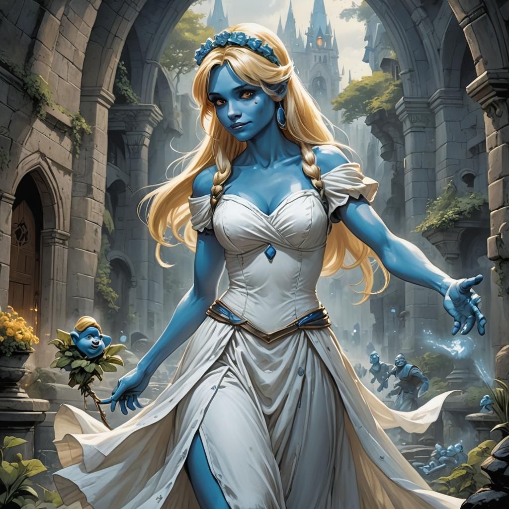 Realistic Smurfette in Live-Action Comic Art