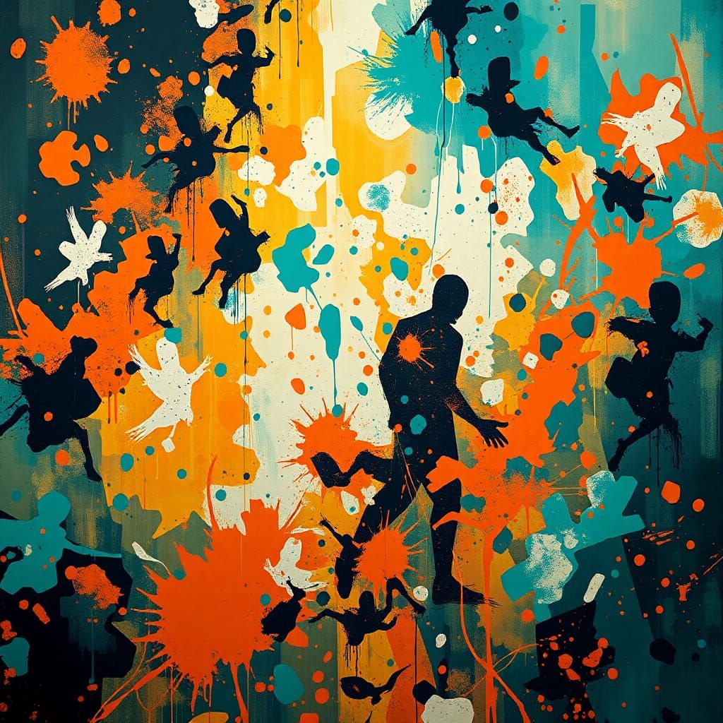 Abstract Jazz Expressionist Batik with Dynamic Lighting