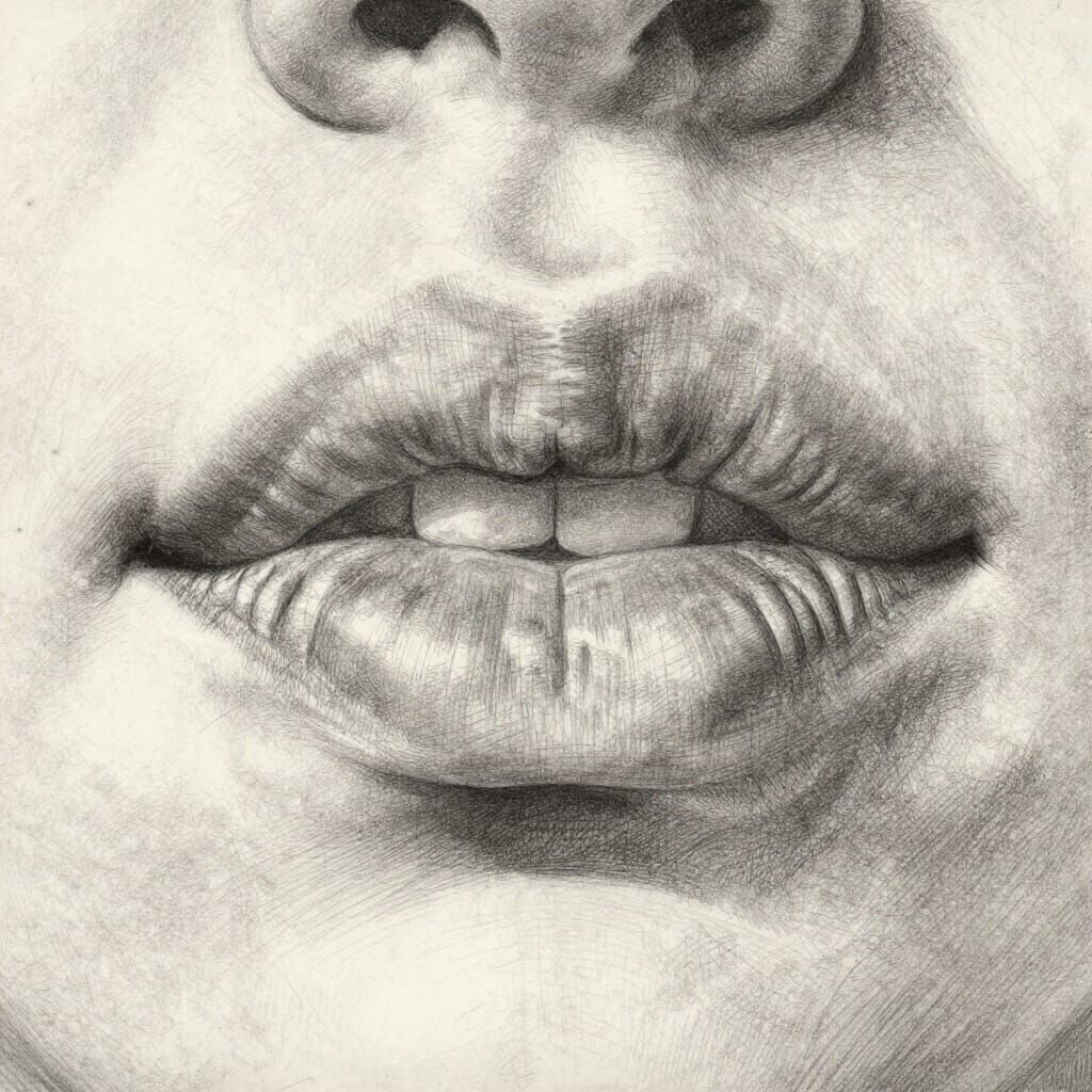 Detailed Pencil Sketch of Realistic Human Lips