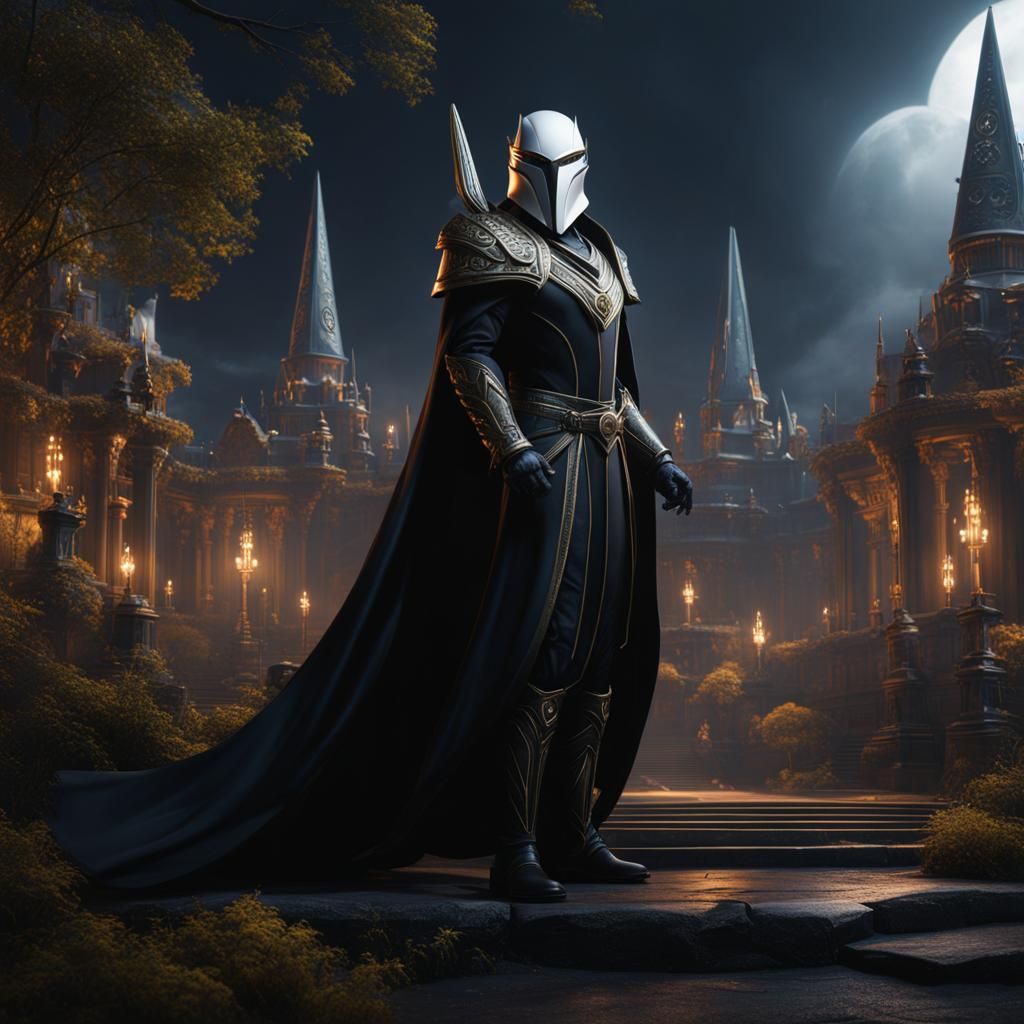 Trustworthy Man in Black Suit: Detailed Matte Painting