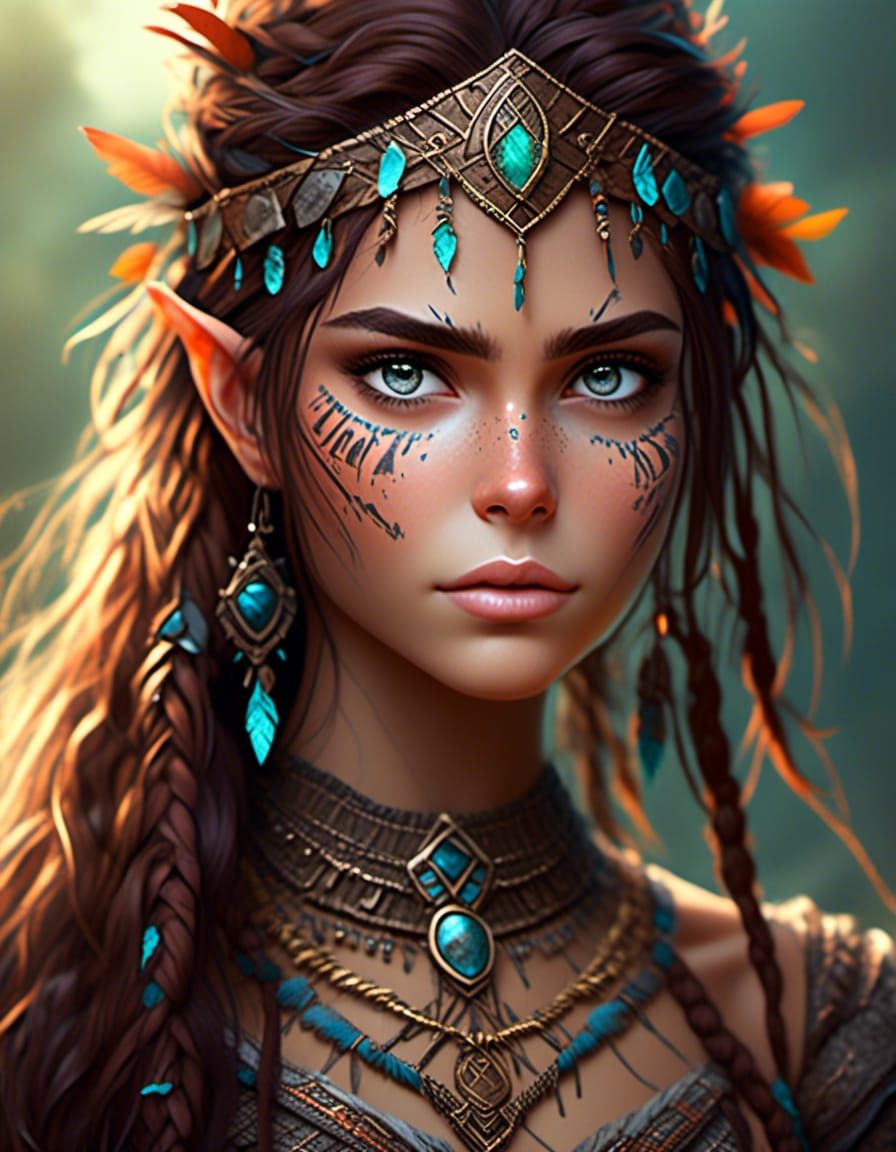 Ethereal Viking Warrior Woman in Digital Art