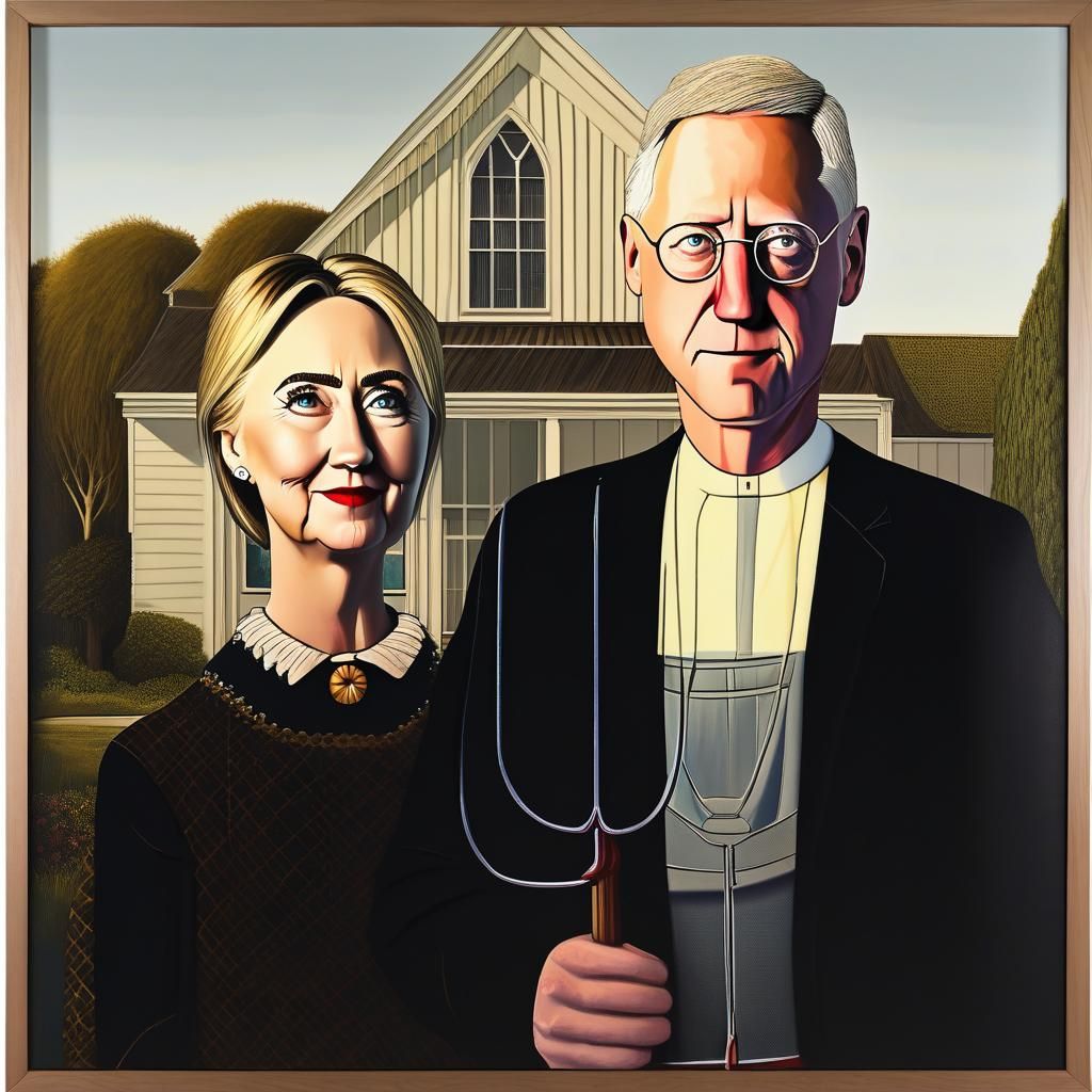 Bill and Hillary Clinton: American Gothic Portrait