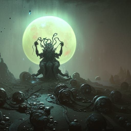 Yog-Sothoth Moon Altar: Dark Fantasy Concept Art