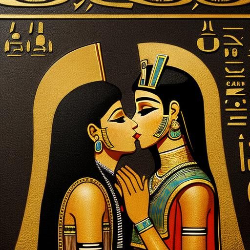 The Kiss in Egyptian Hieroglyph Style