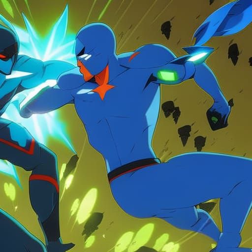 Mosquito Joe vs Blue Beetle in Anime Style