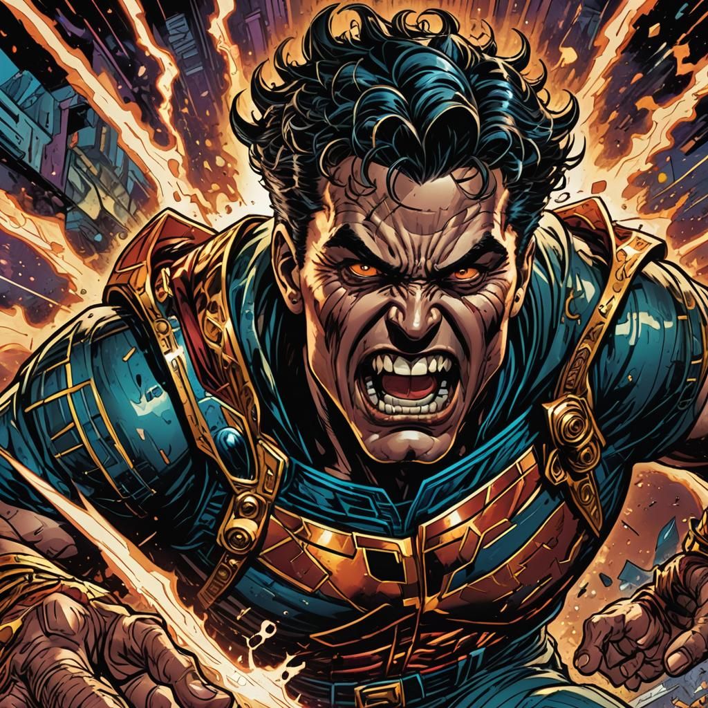 Dynamic Comic Book Character in Action