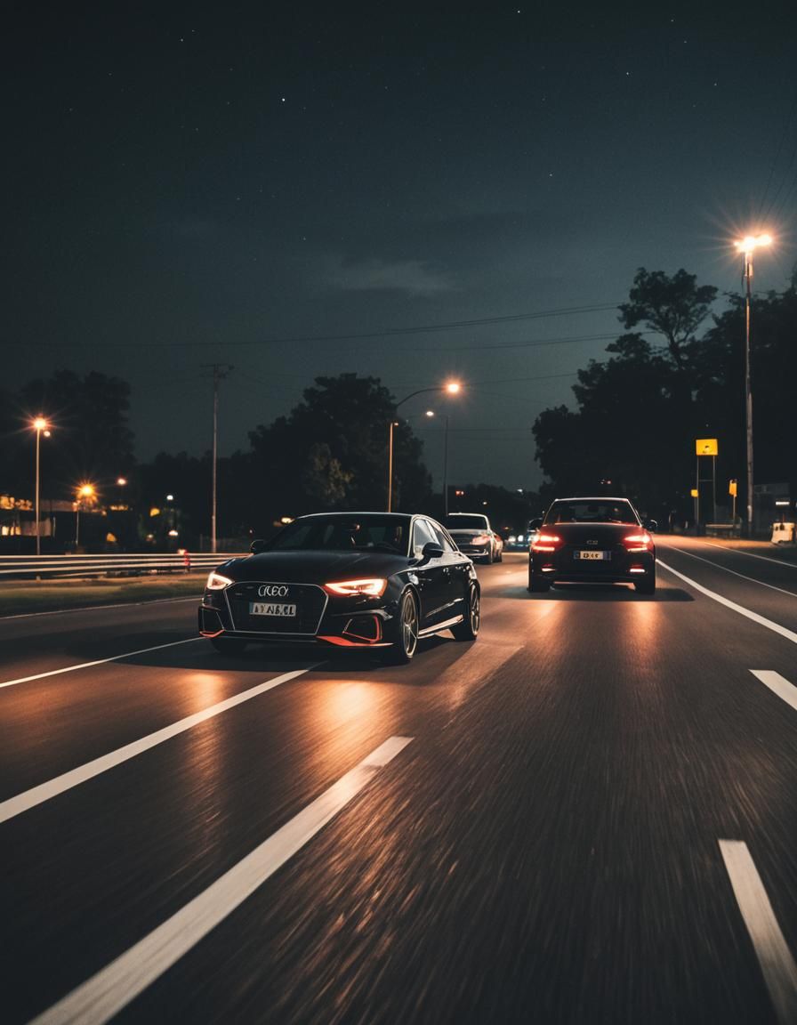 Black Audi A3 Races in Cinematic Film Noir Style