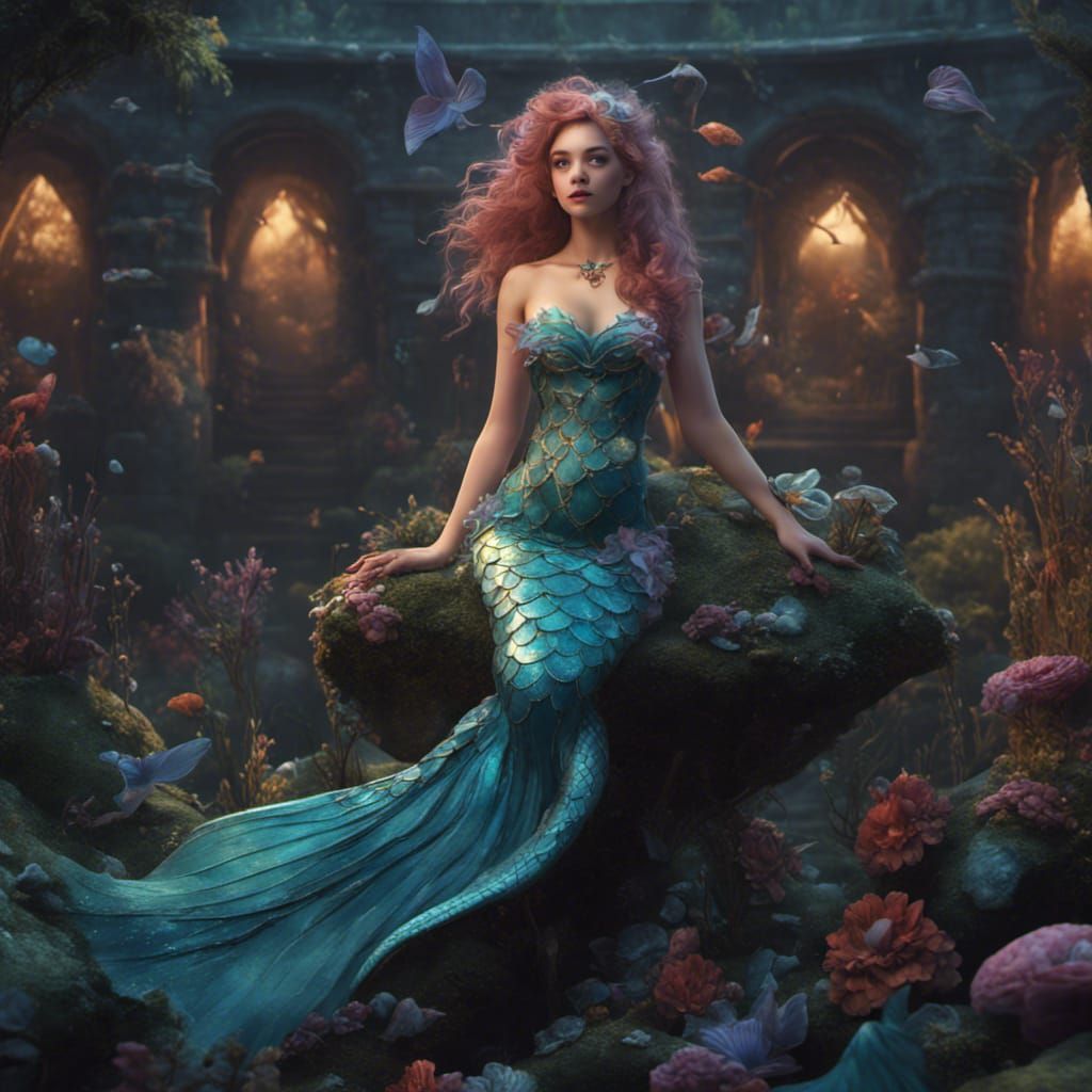 Cute Mermaid Princess in Detailed Fantasy Art