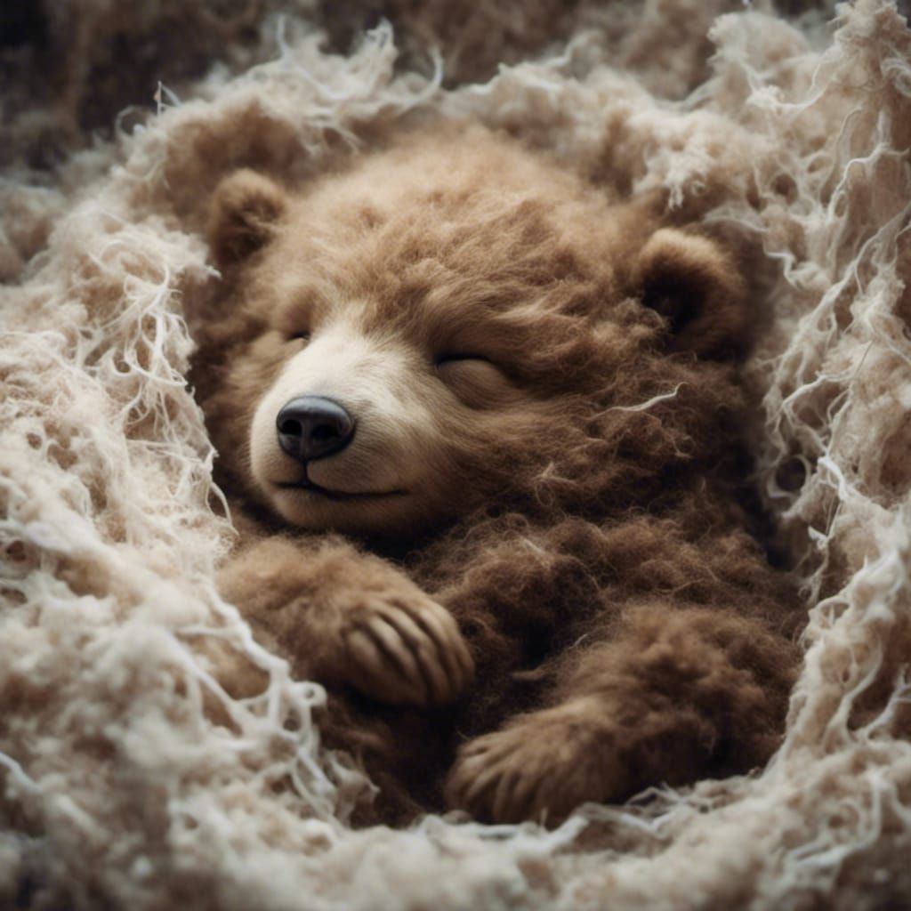 Fluffy Bear Cub Sleeping Peacefully