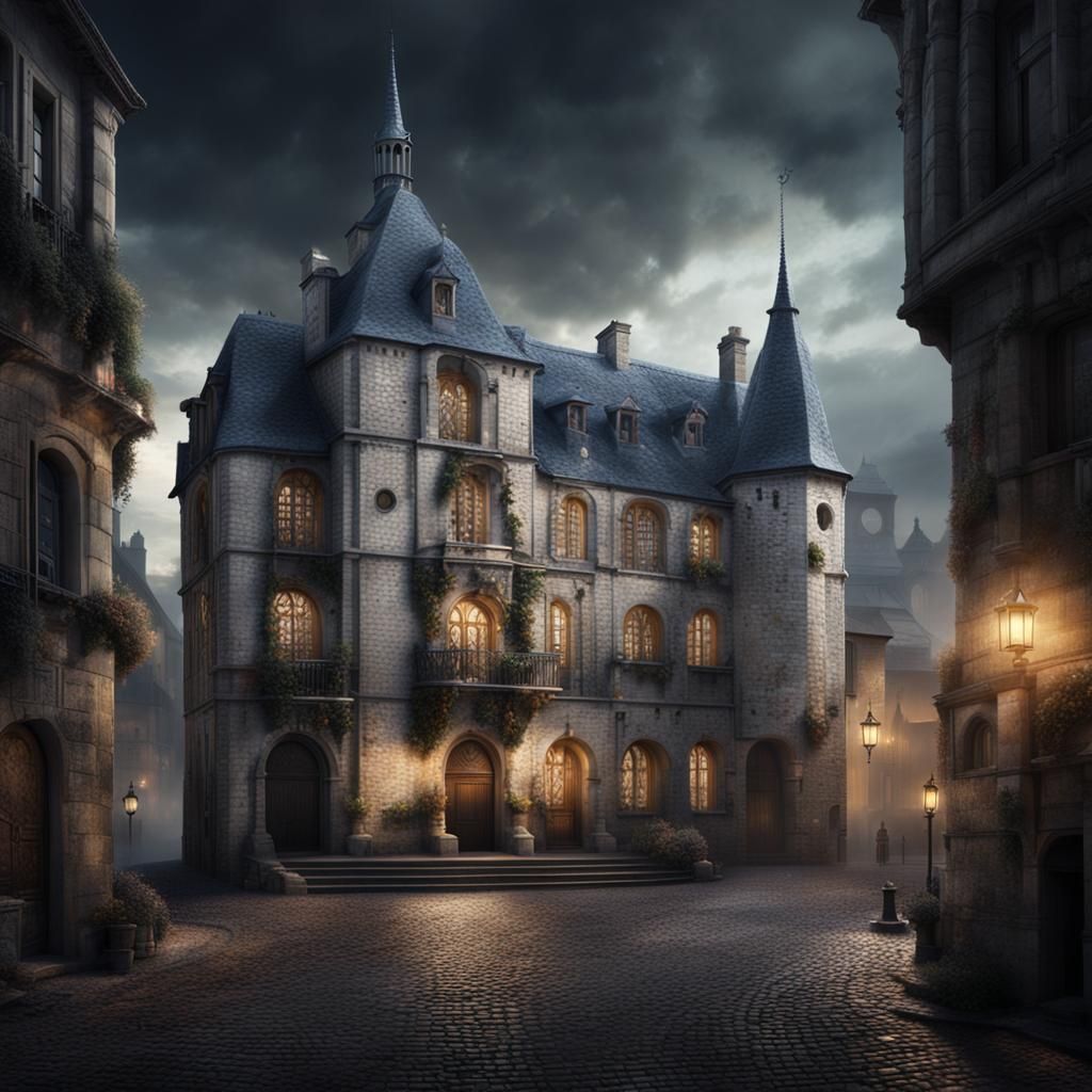 Dark Fantasy Medieval Town Hall in France